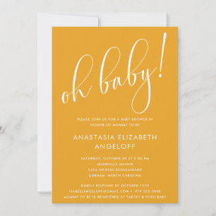 Baby Shower Modern Script Marigold Invitation