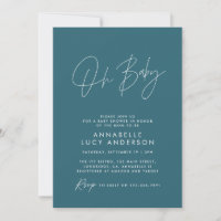 Baby shower modern teal blue elegant photo