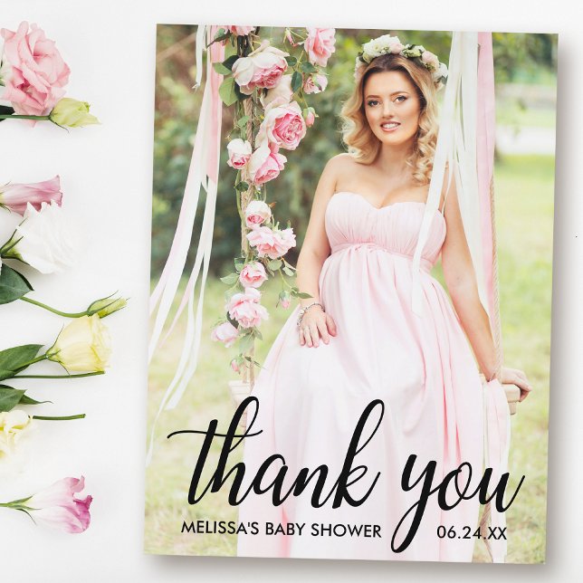 Baby Shower Modern Thank You Photo Postcard (Customize to change your personalized text size or text style.)