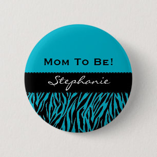Baby Shower Modern Zebra Print Custom Colour V01 6 Cm Round Badge
