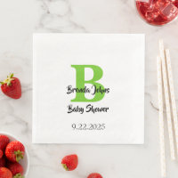 Baby Shower Monogram Name Green Jungle Theme