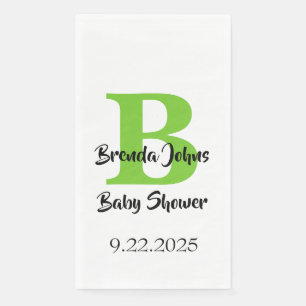 Baby Shower Monogram Name Green Jungle Theme Napkin