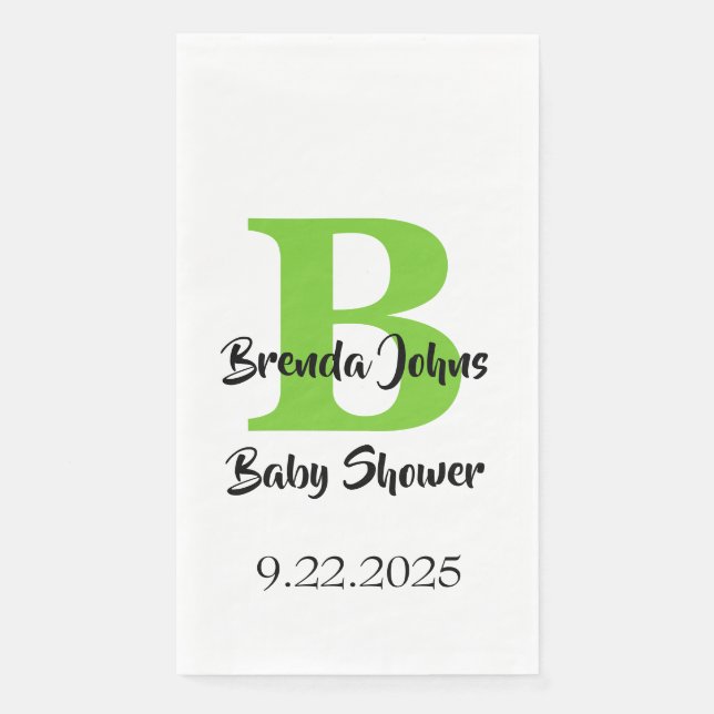 Baby Shower Monogram Name Green Jungle Theme  Napkin (Front)