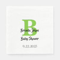Baby Shower Monogram Name Green Jungle Theme 