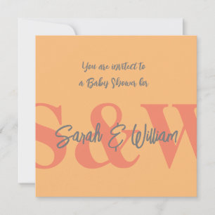 Baby shower monogram name minimal invite