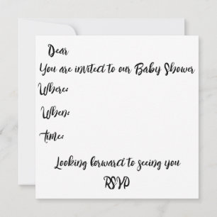Baby shower monogram name minimal simple invitation