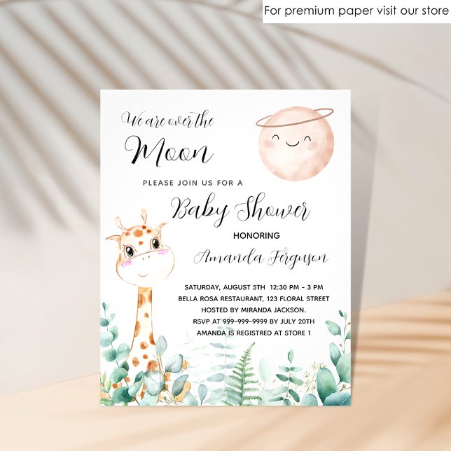 Baby Shower moon giraffe budget invitation Flyer (Creator Uploaded)