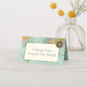 Baby Shower - Multicolor Map Themed Table Tent Place Card
