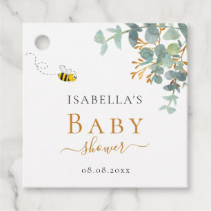 Baby Shower mum to bee eucaluptus script script Favour Tags