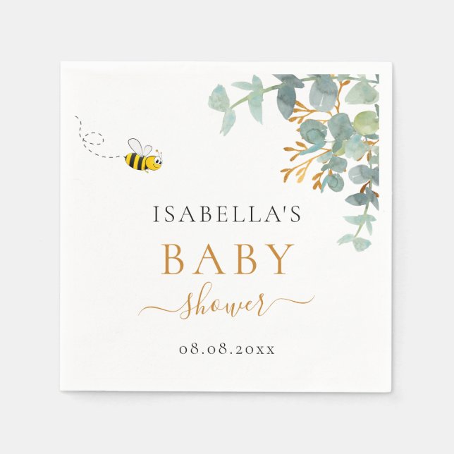 Baby Shower mum to bee eucaluptus script script Napkin (Front)