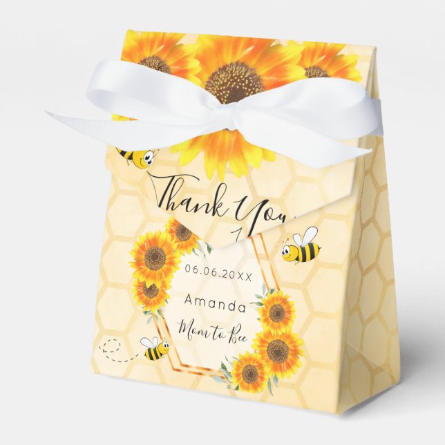 Baby shower mum to bee sunflowers thank you favour box (Front Side)