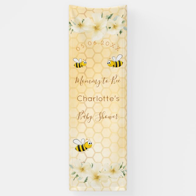 Baby Shower mummy to bee bumble bees honeycomb Banner (Vertical)