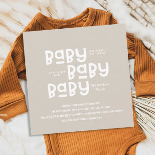 Baby shower natural modern minimal gender neutral invitation