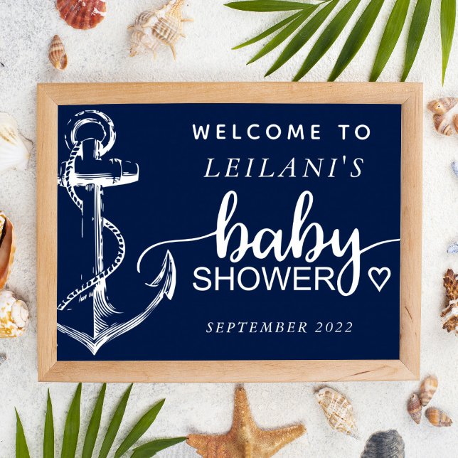 Baby Shower Nautical Anchor Welcome Navy Poster (Creator Uploaded)