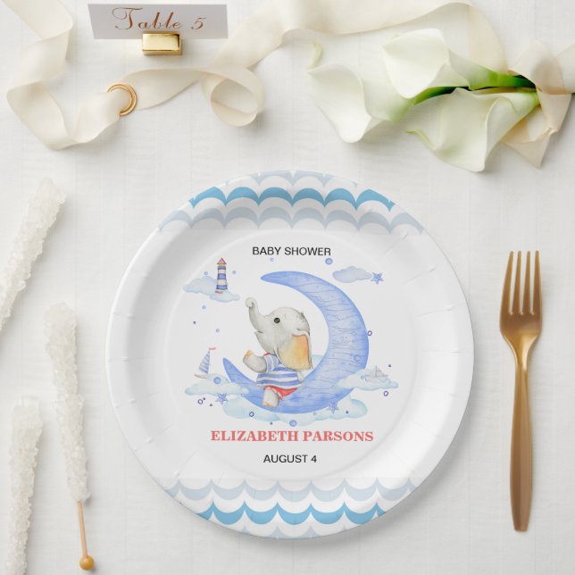 Baby Shower Nautical Theme Paper Plate (Wedding)