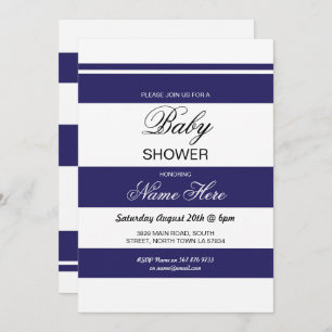 Baby Shower Navy & White Stripe Party Chic Invite