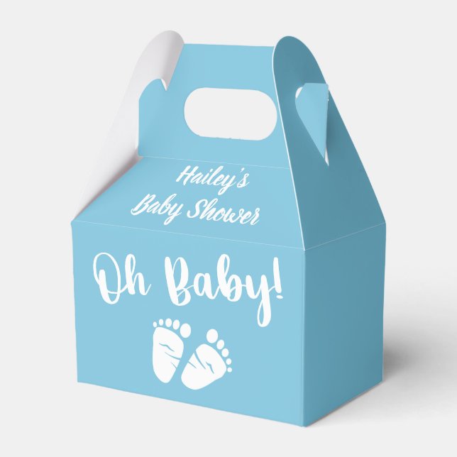 Baby Shower Oh Baby Feet Blue Favour Box (Front Side)