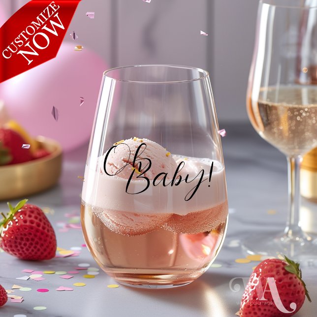 Baby Shower Oh Baby Feet Stemless Wine Glass (Easy to customize)