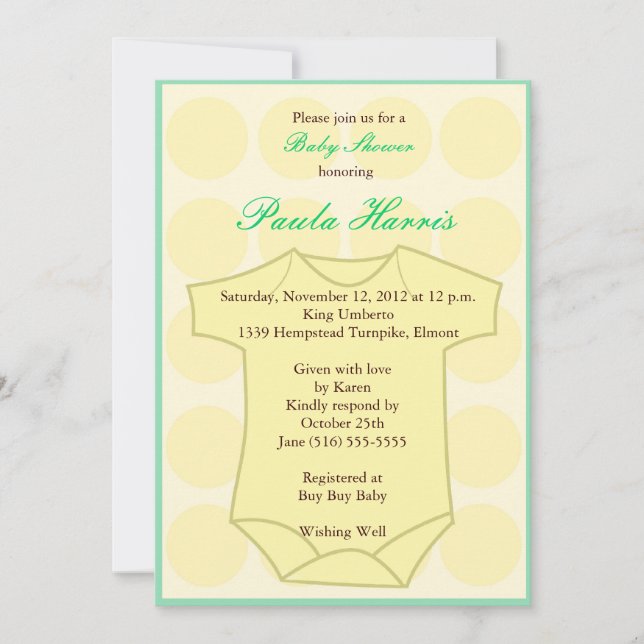 Baby Shower Onesy Invitation (Front)