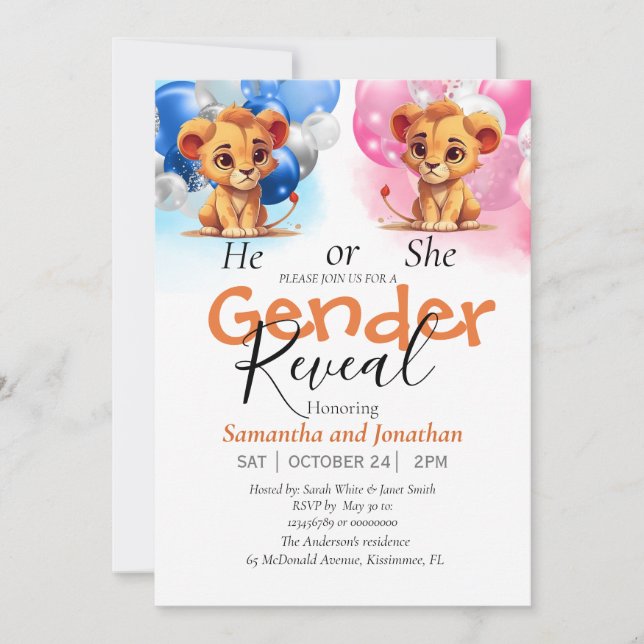 baby shower or gender reveal announcement (Front)