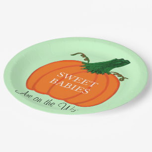 Baby Shower Orange Pumpkin Sweet Babies Paper Plate