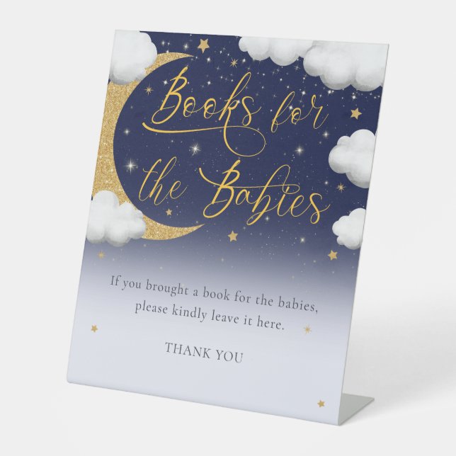 Baby Shower Over the Moon Books for Babies Pedestal Sign (Front)