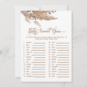 Baby Shower Pampas Baby Animal Game III Invitation