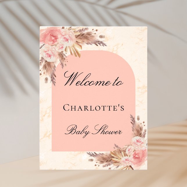 Baby shower pampas grass rose gold blush arch poster (Creator Uploaded)