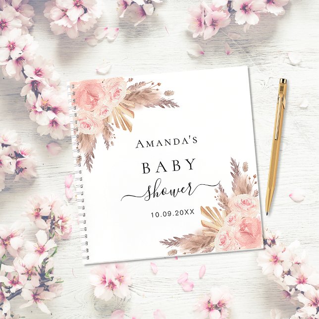 Baby Shower pampas grass rose gold guest book (Creator Uploaded)