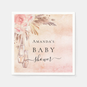 Baby Shower pampas grass rose gold pink ballerina Napkin
