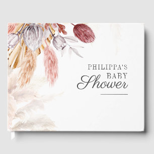 Baby Shower Pampas Grass Tan Terracotta Guest Book