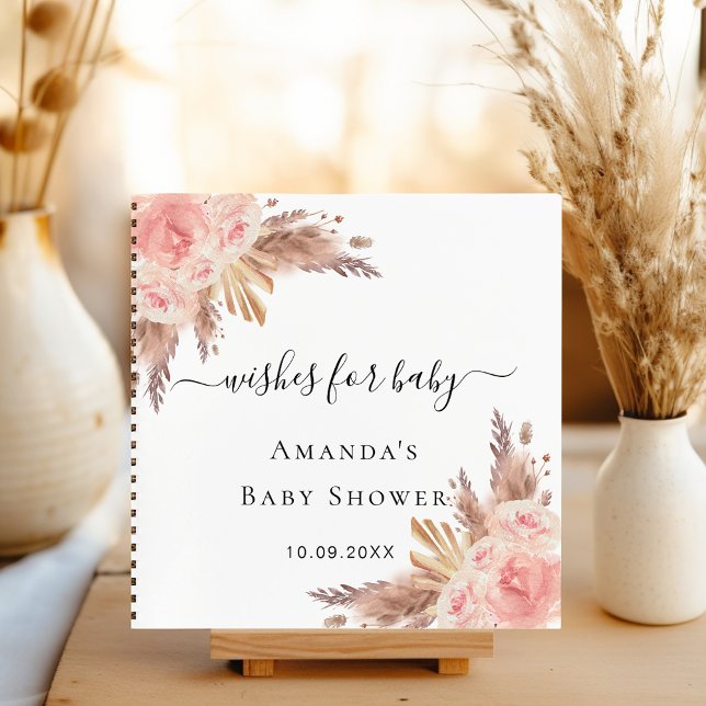 Baby Shower pampas rose wishes guest book (Creator Uploaded)