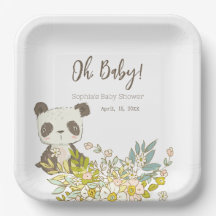 Baby Shower Panda Square Plato