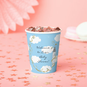 Baby Shower Paper Cups "Castle Gold Silver" 8 oz.