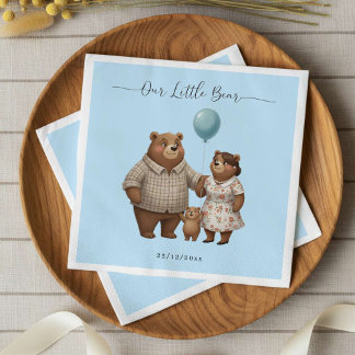 Baby Shower Paper for Boy Blue Balloon Teddy Bear Napkin