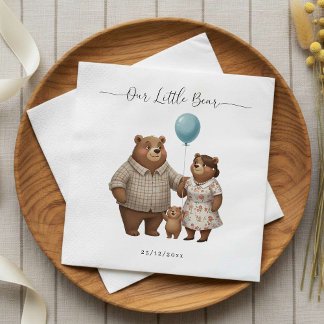 Baby Shower Paper for Boy Blue Balloon Teddy Bear Napkin