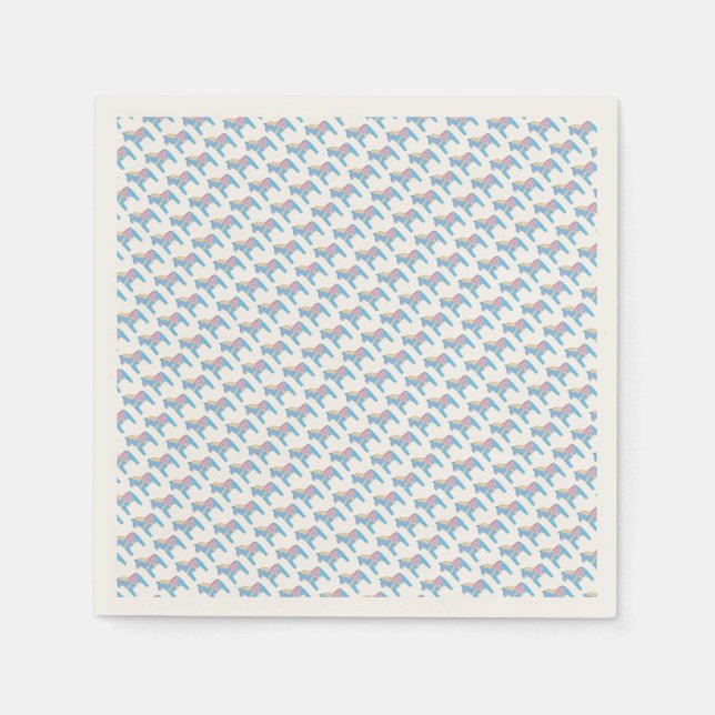 Baby Shower Paper Napkins with Dala Horses (Front)