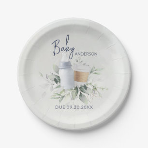 Baby Shower Paper Plates Baby is Brewing Coffee