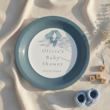 Baby Shower Paper Plates for Boy – Blue Bow
