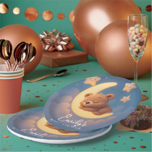 Baby Shower Paper Plates – Teddy Bear on the Moon