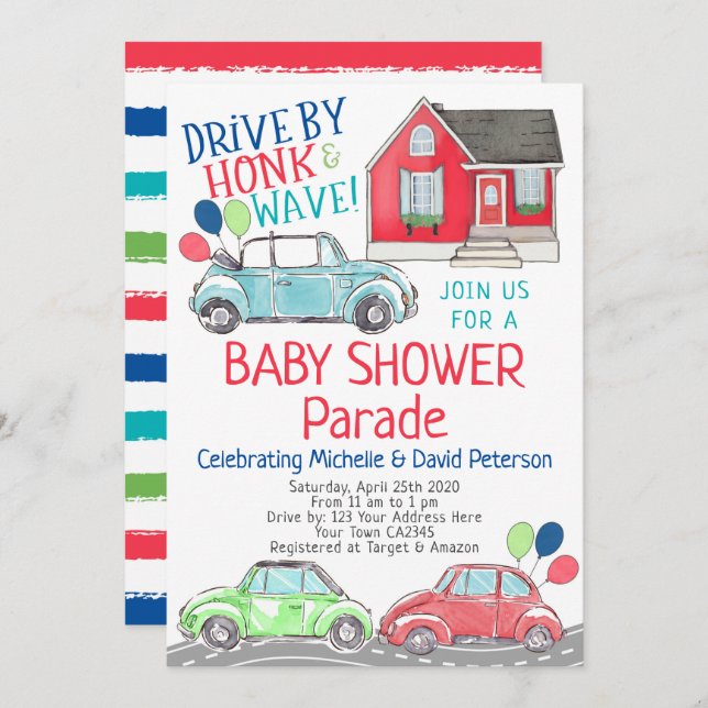 Baby Shower Parade Invitation (Front/Back)