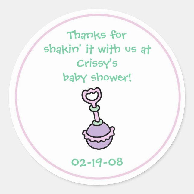 Baby Shower Party Favour Sticker (Front)