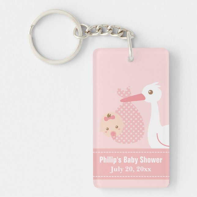 Baby Shower Party Favour - Stork Delivers Baby Key Ring (Front)