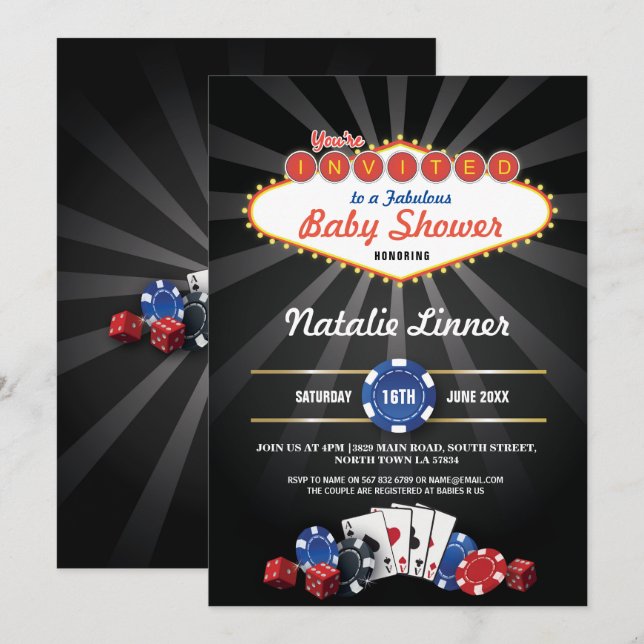 Baby Shower Party Las Vegas Casino Dice Invite (Front/Back)