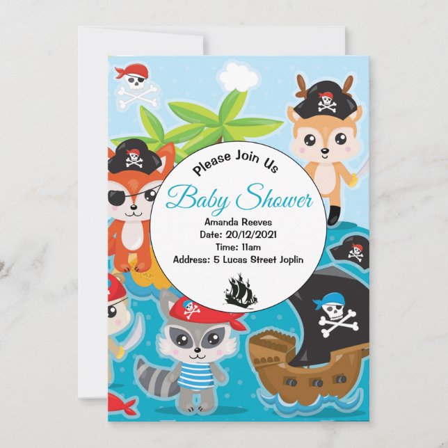  Baby Shower Party Pirate Invitation (Front)