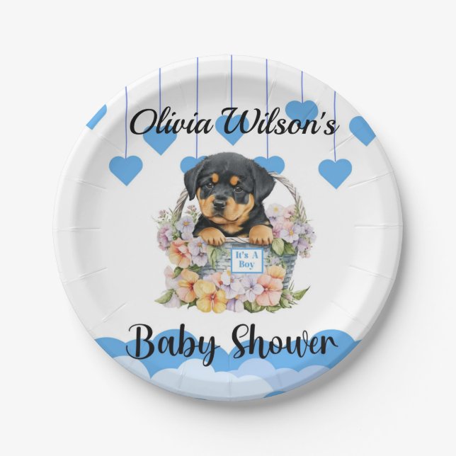 Baby Shower Party Plates, Puppy Theme Plates (Front)