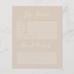 Baby shower party predictions game beige