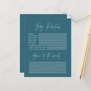 Baby shower party predictions game teal blue