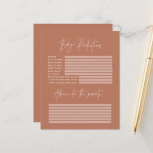 Baby shower party predictions game terracotta