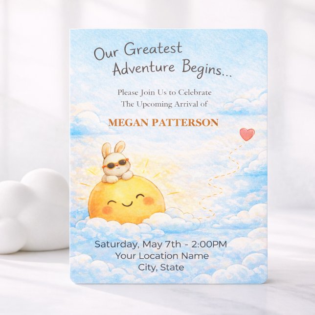 Baby Shower Pastel Bunny Sunshine Invitation (Creator Uploaded)